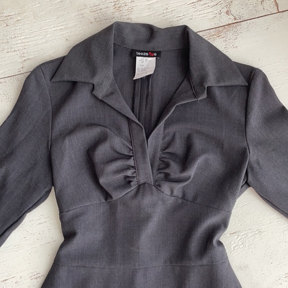 [ Teeze Me Dark Gray V-Neck Half Sleeve Dress ] 5 - Picture 3 of 5